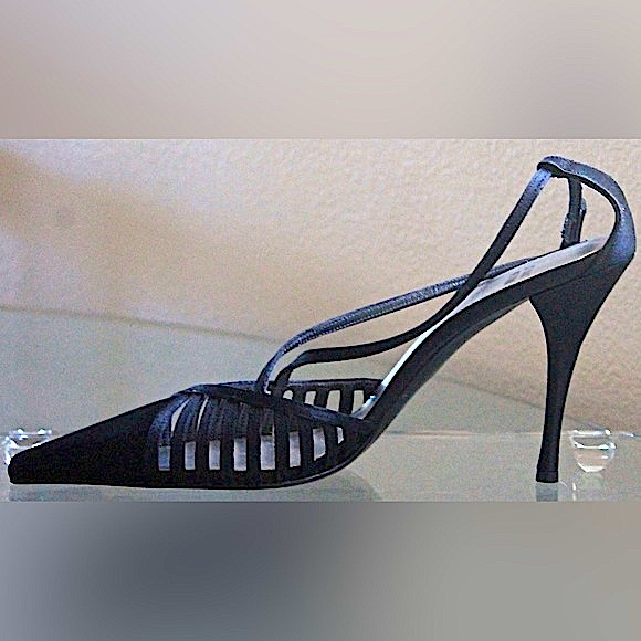 STUART WEITZMAN GLOTRAVERSE BLACK SATIN HEEL SIZE 9 NIB Y2K - Picture 4 of 8